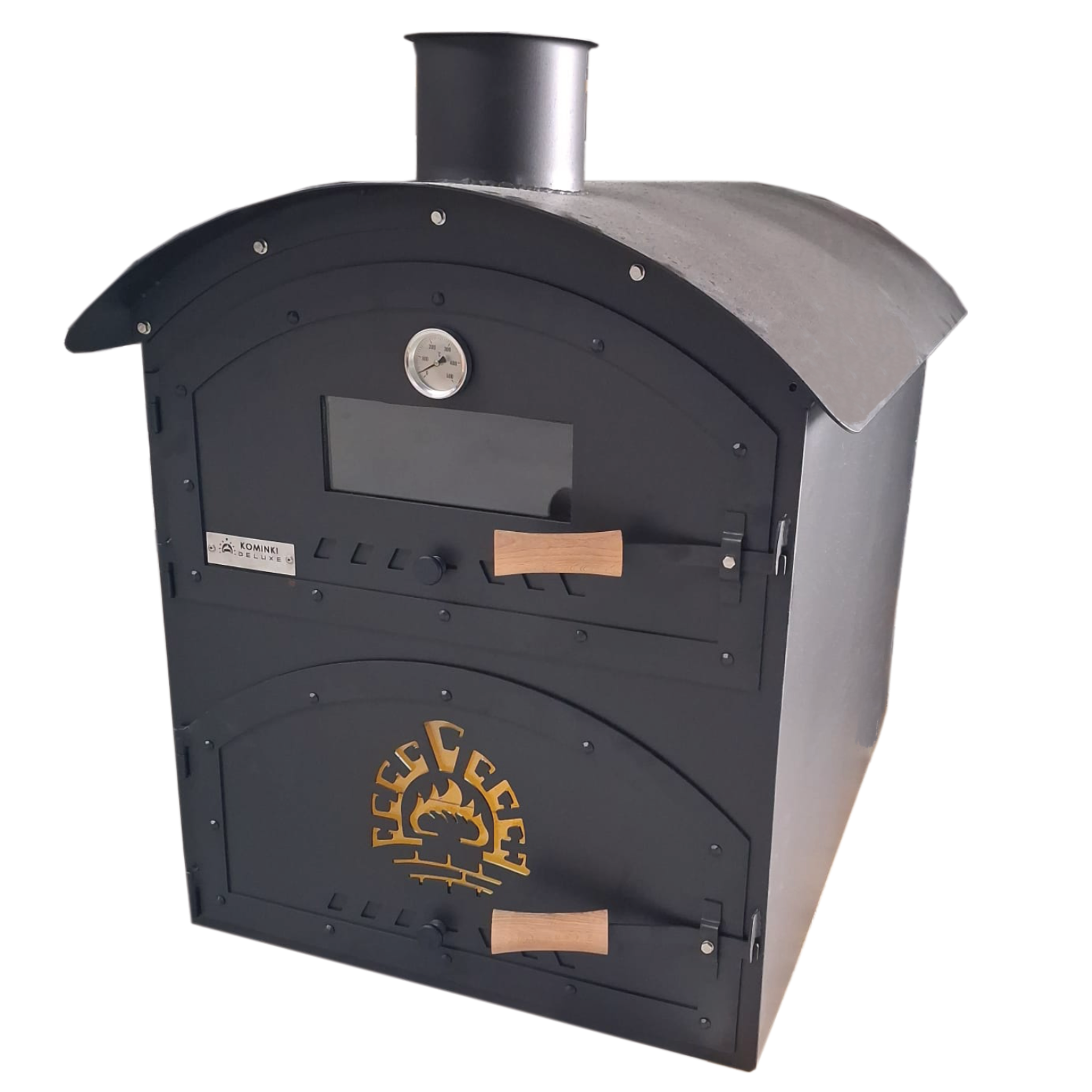 DUO BLACK Holzbackofen Indirekt befeuert Pizzaofen fertig gemauert Isoliert