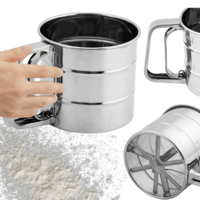 Mehlsieb aus Edelstahl 250 g halbautomatisch